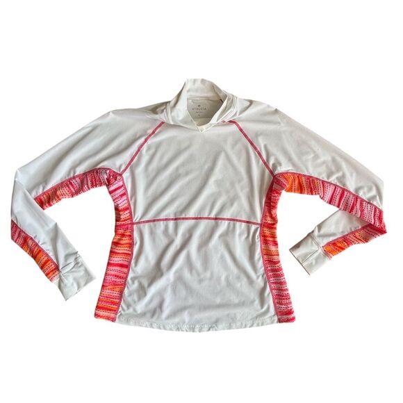 Athleta Women's Rash Guard Swim Top size L White Colorblock Long Sleeve - Picture 6 of 11